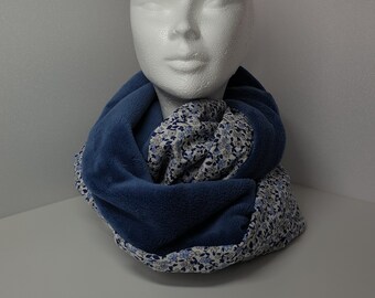 Snood - tour de cou tout en douceur  -doudou bleu et imprimé style liberty bleu