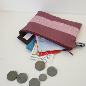 Makeup bag in handbag format Large coin purse mask pouch Bi-material coated cotton bag image 4