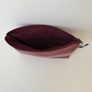 Makeup bag in handbag format Large coin purse mask pouch Bi-material coated cotton bag image 2