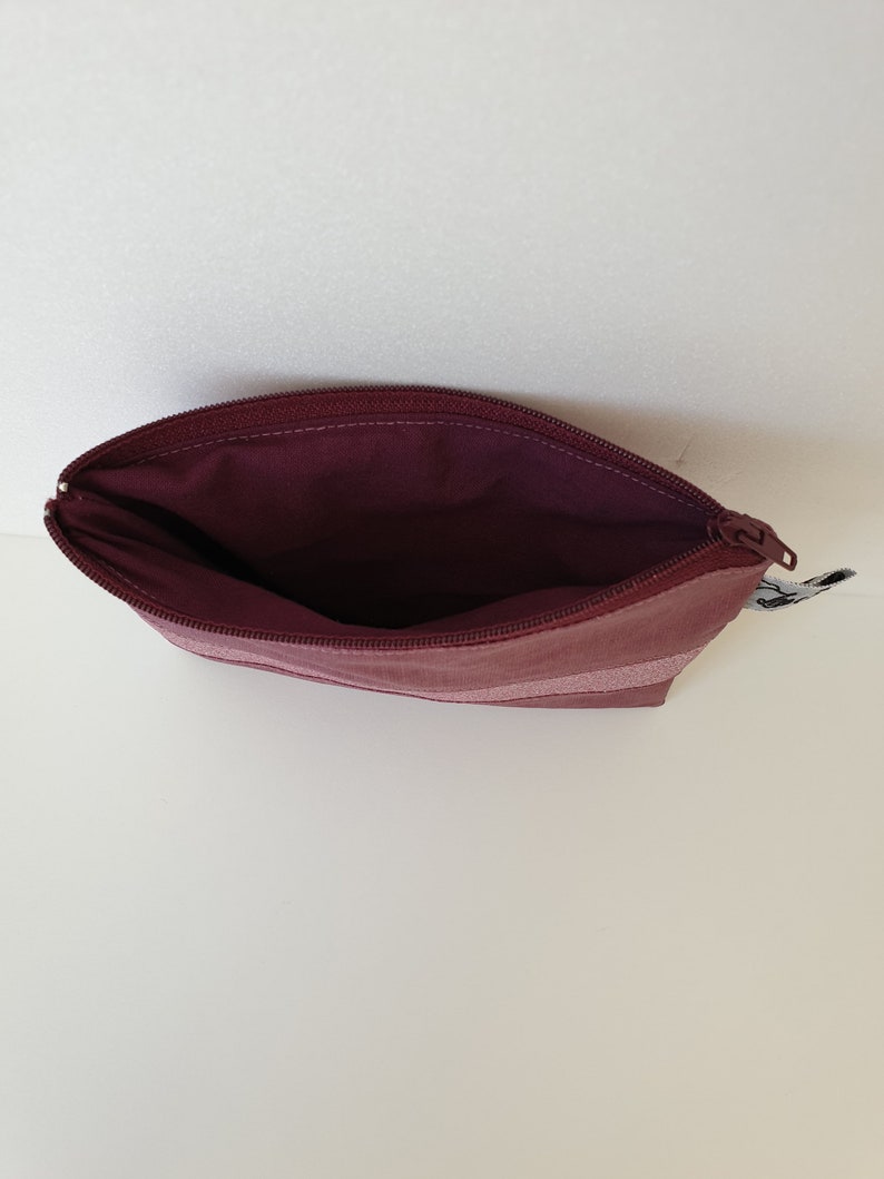 Makeup bag in handbag format Large coin purse mask pouch Bi-material coated cotton bag image 2