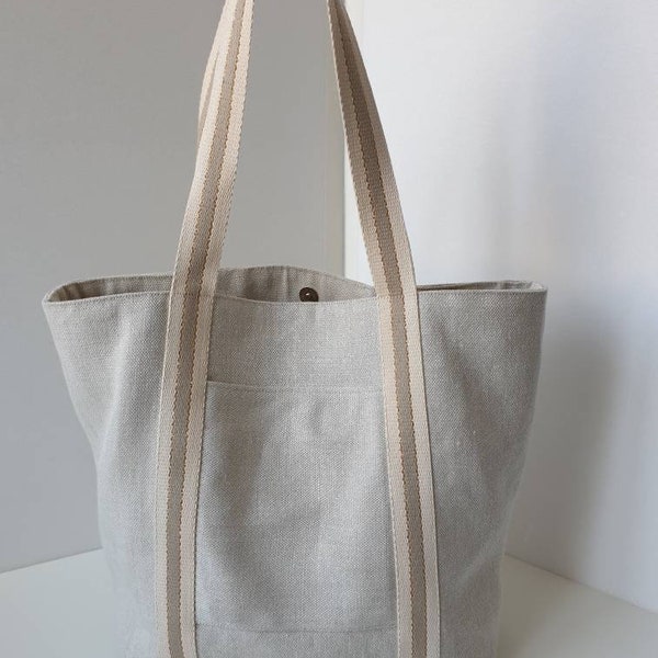 Sac cabas  de taille moyenne  en lin naturel