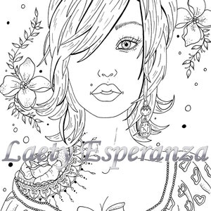 Coloring PDF drawing to print for adults and children instant download ROSA