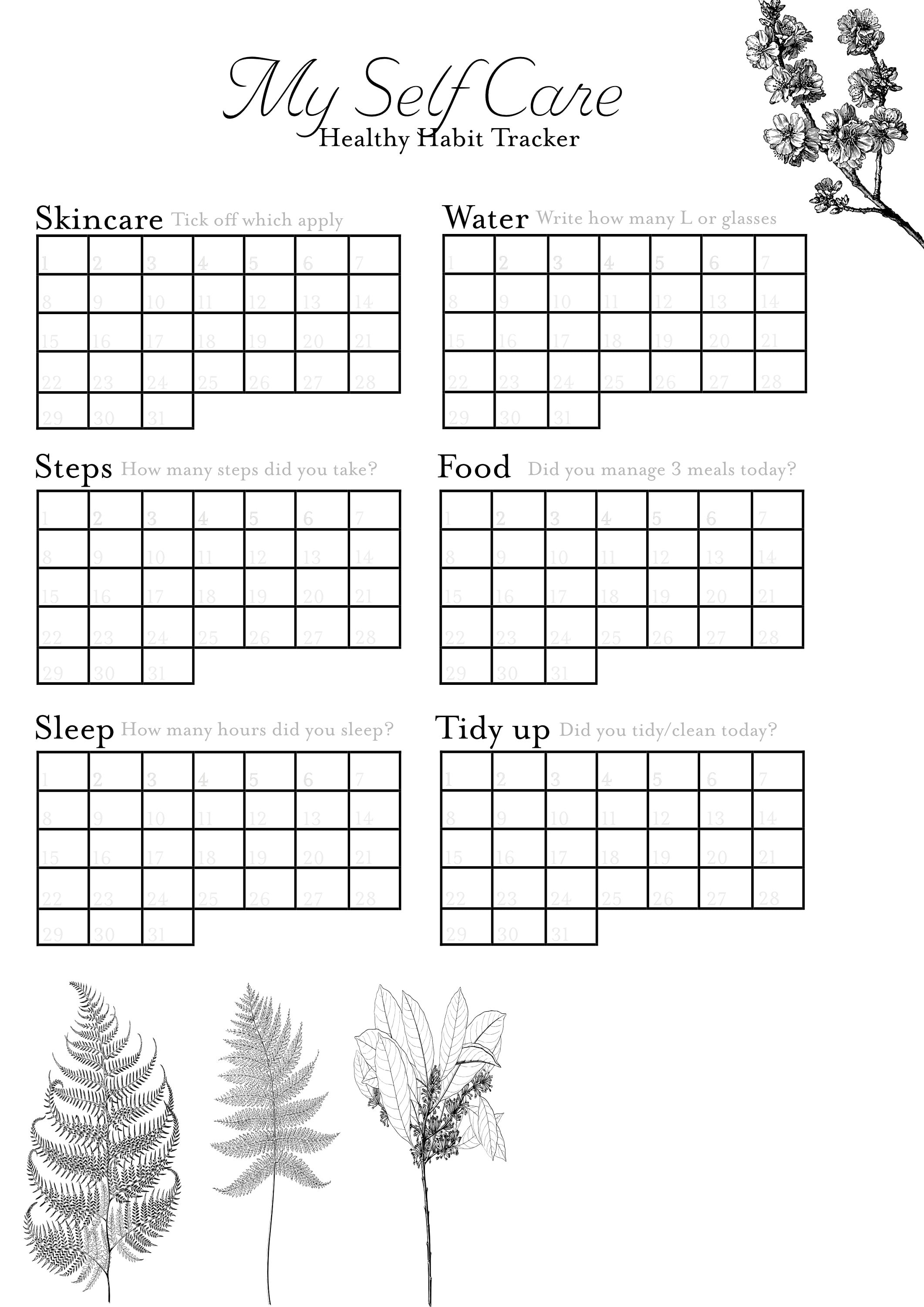 Self Care Tracker Printable