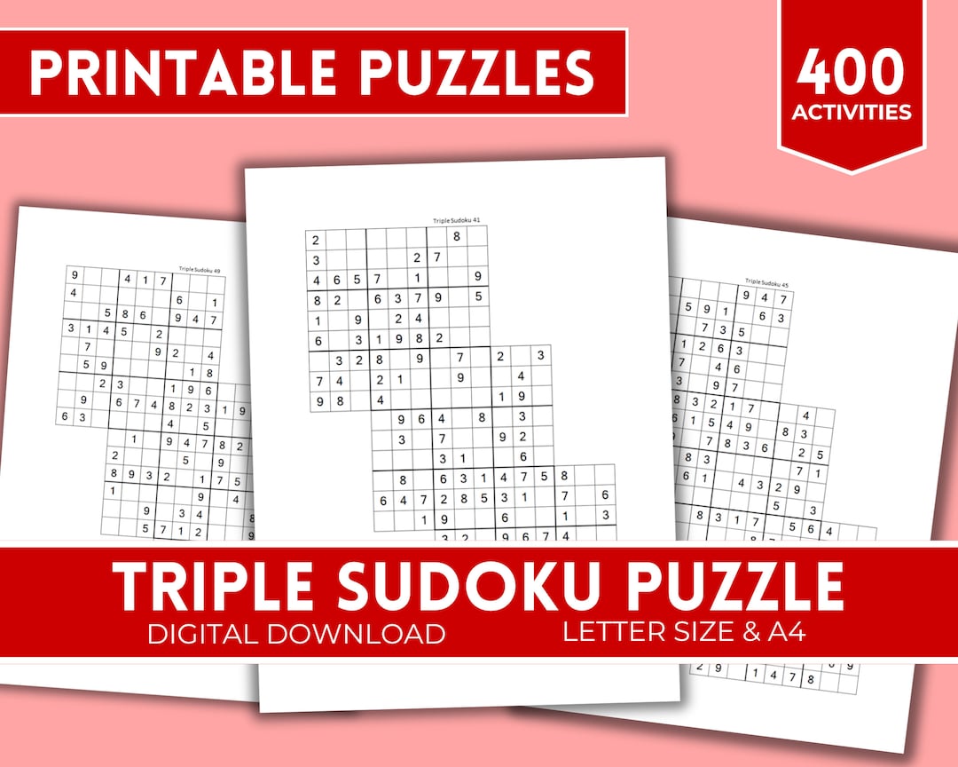 Triple Sudoku Printable Puzzle Sheets 400 Activities for Teenagers
