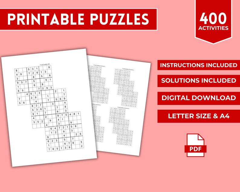 Triple Sudoku Printable Puzzle Sheets 400 Activities for Teenagers ...