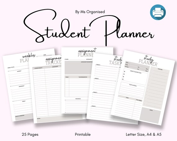 Student Planner Printable instant Download Study Planner | Etsy