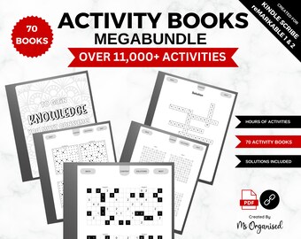 reMarkable 2 & Kindle Scribe Puzzle Games Bundle (OVER 11,000+ Activities) 70 PDFs Books (Sudoku, Wordsearch, Mazes, Crossword And More)