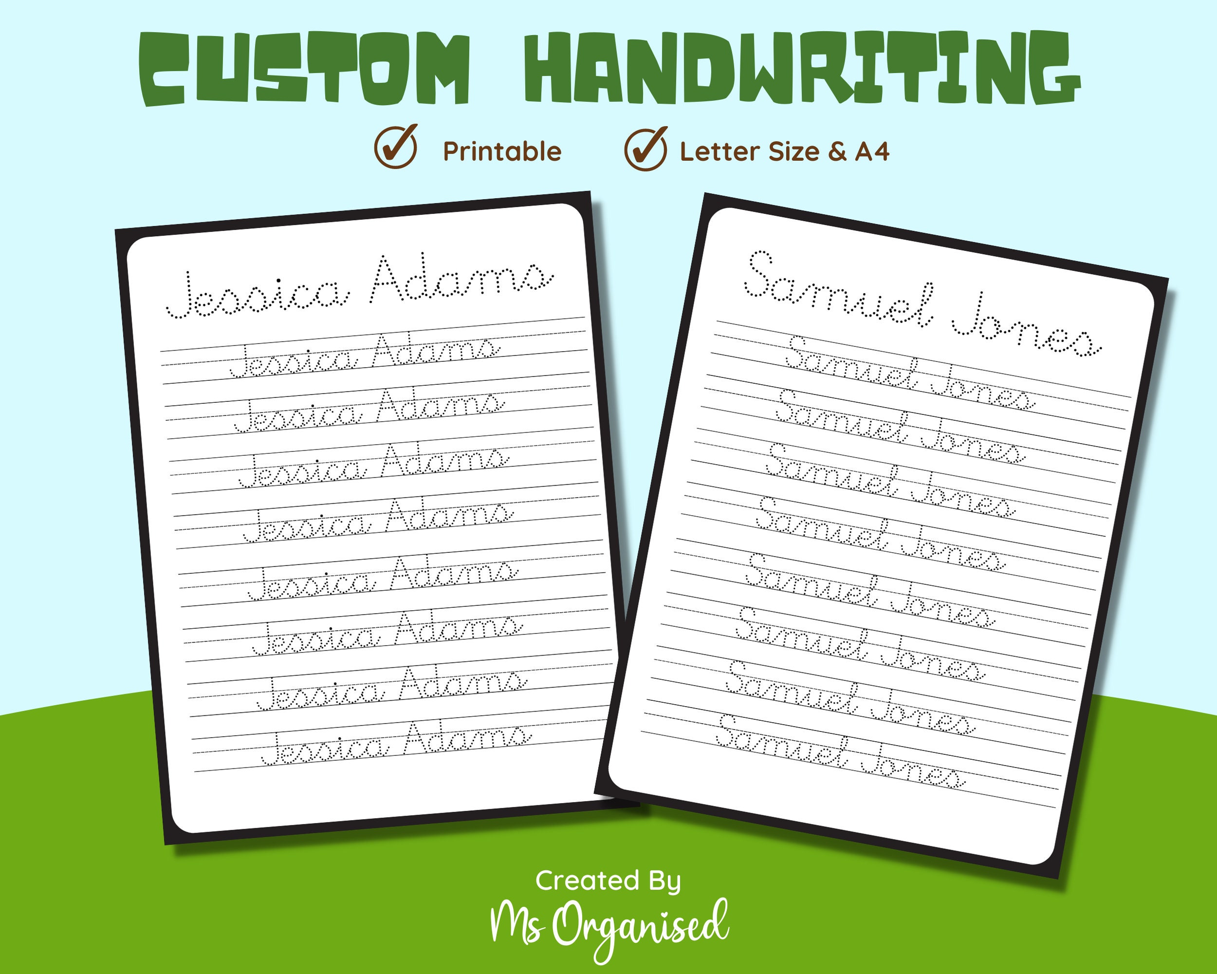 Cursive Handwriting Custom Name Tracing Practice Printable Etsy Cursive Handwriting Custom Name Tracing Practice Printable Etsy
