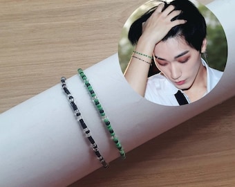 Ensemble de Bracelet Élastique en Perles inspiré de celui de San d'ATEEZ, Bijoux Kpop Idol Atiny, style coréen, 2 Bracelets SAN