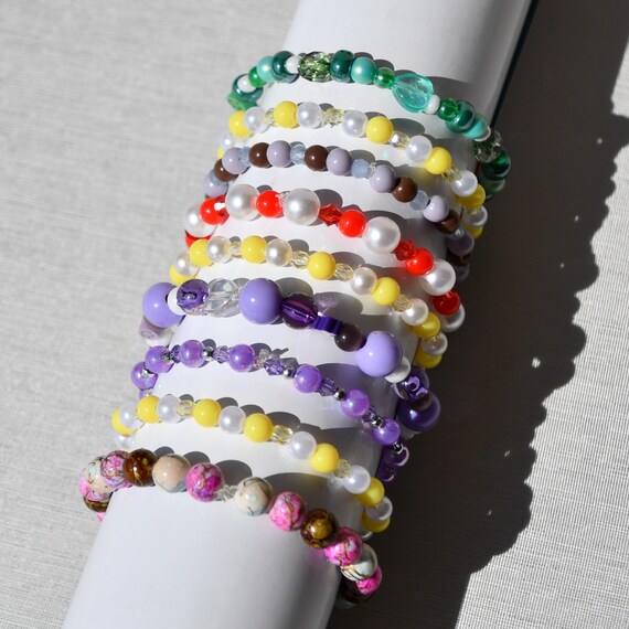 K-pop Elastic Bracelet With Colorful Fancy Beads, Specially