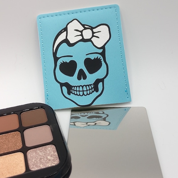 Miroir de Poche Tête de Mort Girly, accessoire de mode, maquillage