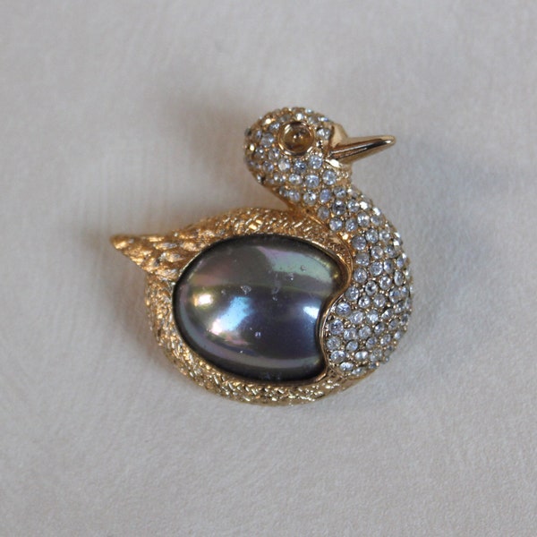 Vintage Rare Original Christian Dior Duck Brooch / Animal Shape Pin / Rhinestones / From the 60’s / Vintage Jewellery