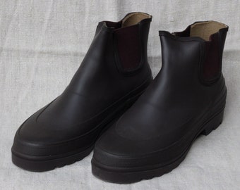 Late 90's United Color of Benetton Aubergine-coloured Rain Ankle Boots in Natural Rubber/ Vintage shoes