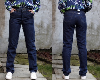 80’s Fruit of the Loom High-waisted Dark Blue Jeans / W30 L34 / Straight leg / Vintage denim