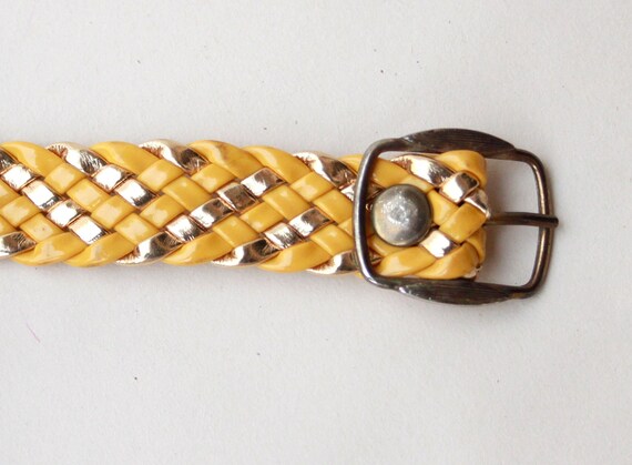 Vintage Yellow and Gold Braided Unisex Belt / Fau… - image 7