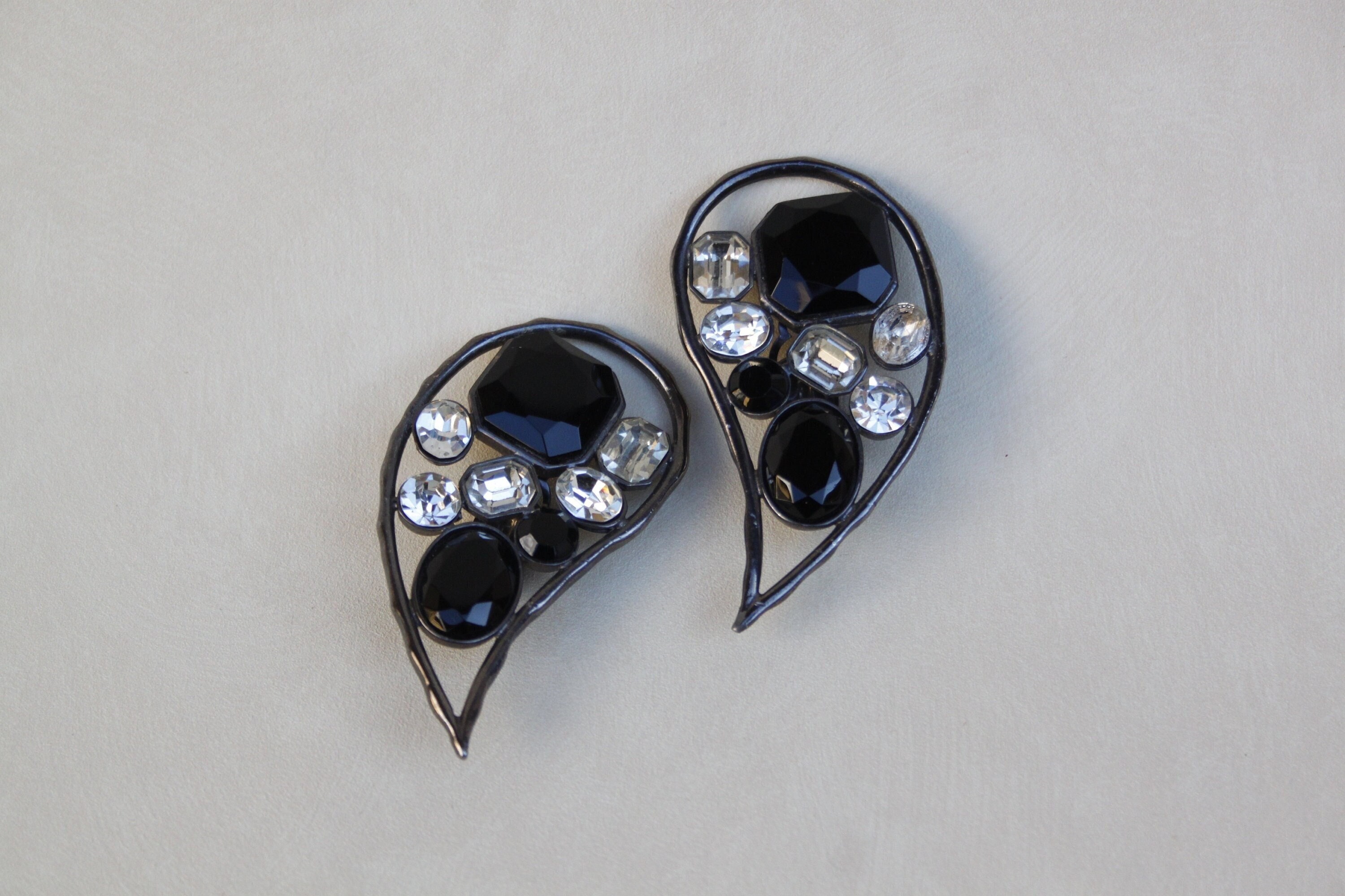 Boucles D'oreilles Clips Vintage Années 80 - Signées Jean Louis SCHERRER PARIS - Émail Doré - Occasion