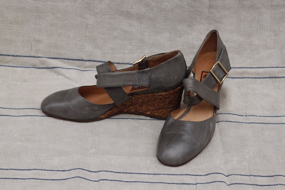 90's Pollini Real Leather Wedges Shoes / Vintage … - image 3