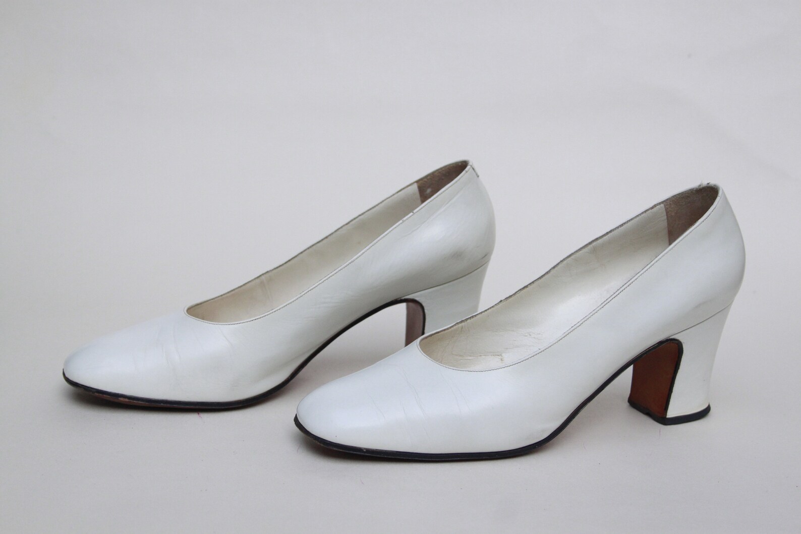white block heel pumps
