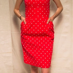 Guy Laroche 90s DressJacket Set / Red&white Polka dots / Vintage Guy Laroche Set / Vintage DressSkirt / Elegant Woman Suit / 90s Clothing image 3