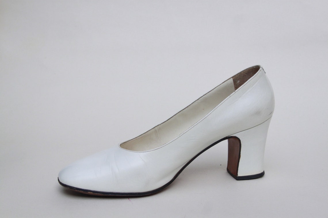 white block heel pumps
