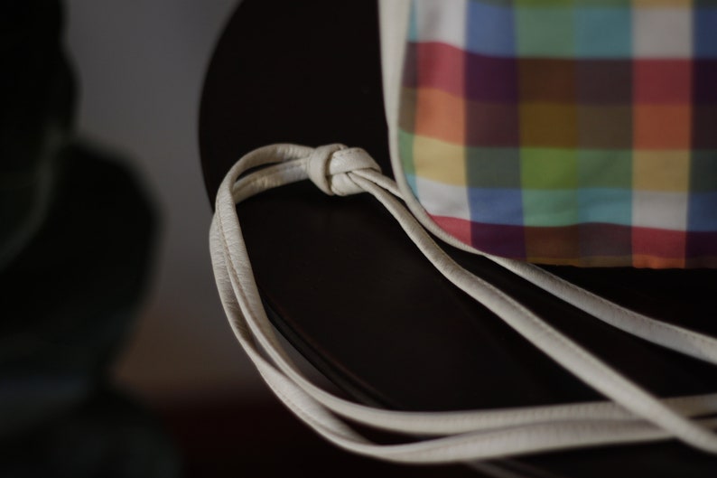 80s White Leather Bag with Chintz Fabric / Colorful / Shoulder Bag / 80s accessory / Leather bag / Vintage bag image 5