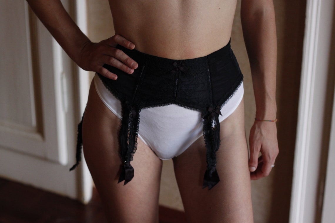 Vintage Christian Dior Black Lace Garter Belt / 70s Underwear Etsy