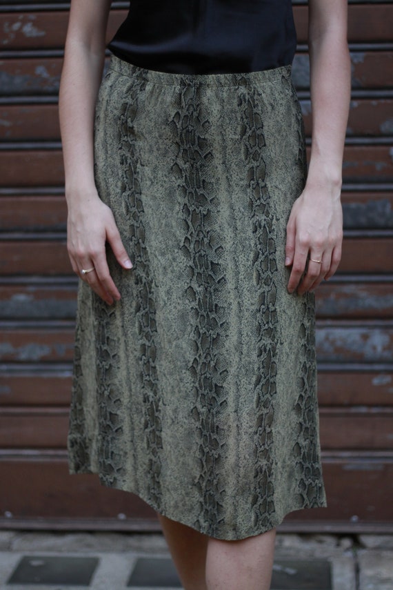 90's Snake Skin Print Skirt / Vintage Skirt / Phy… - image 3