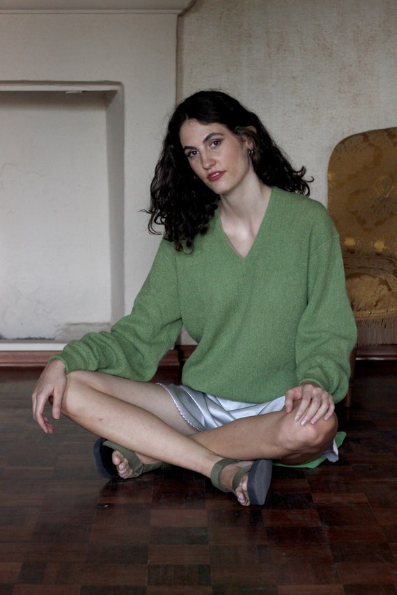 60’s Green Wool Jantzen Jumper / Pea Green / Long… - image 9