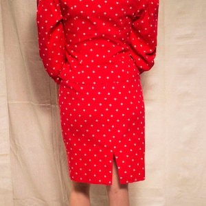 Guy Laroche 90s DressJacket Set / Red&white Polka dots / Vintage Guy Laroche Set / Vintage DressSkirt / Elegant Woman Suit / 90s Clothing image 6