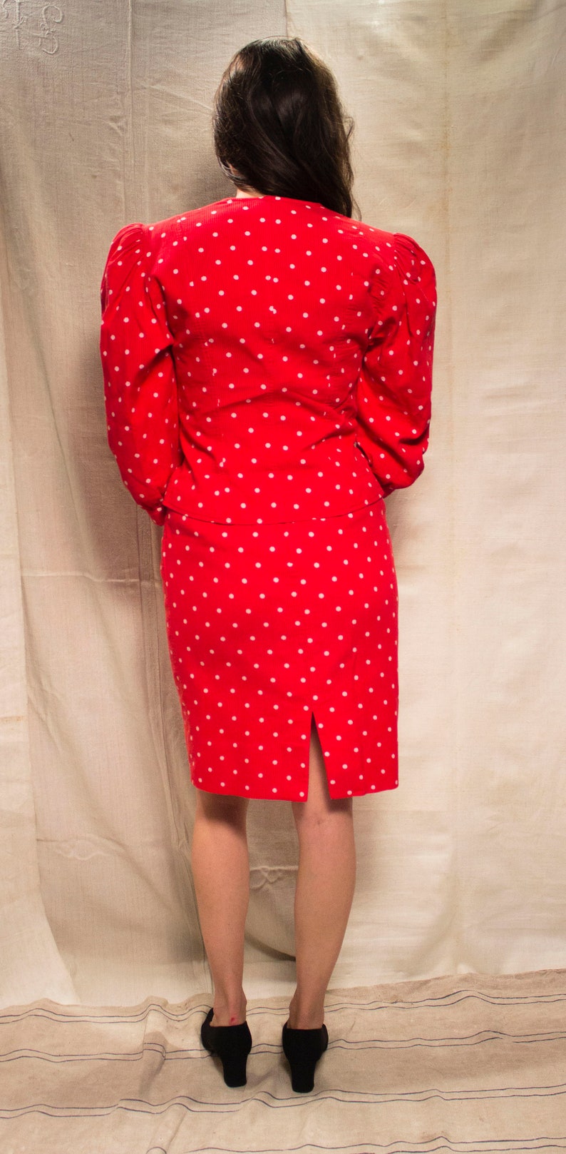 Guy Laroche 90s DressJacket Set / Red&white Polka dots / Vintage Guy Laroche Set / Vintage DressSkirt / Elegant Woman Suit / 90s Clothing image 6