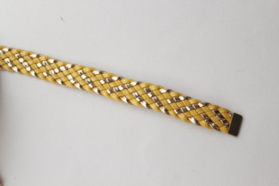 Vintage Yellow and Gold Braided Unisex Belt / Fau… - image 6