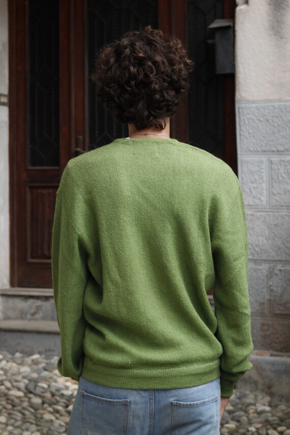 60’s Green Wool Jantzen Jumper / Pea Green / Long… - image 4