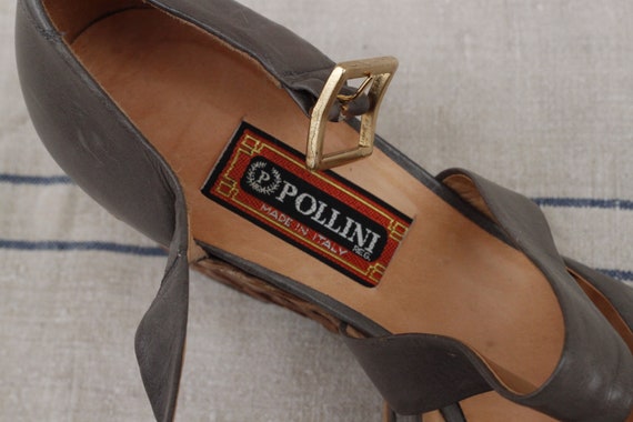 90's Pollini Real Leather Wedges Shoes / Vintage … - image 6