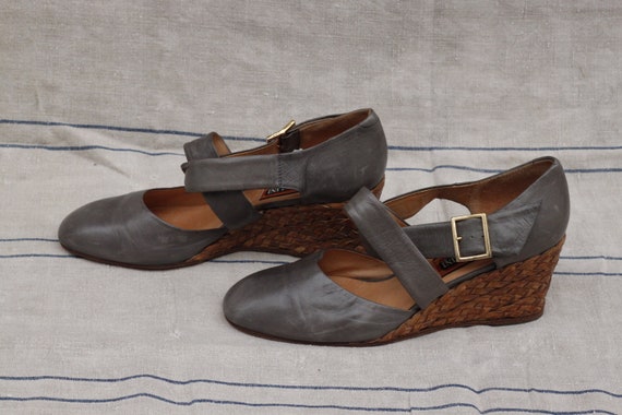 90's Pollini Real Leather Wedges Shoes / Vintage … - image 4