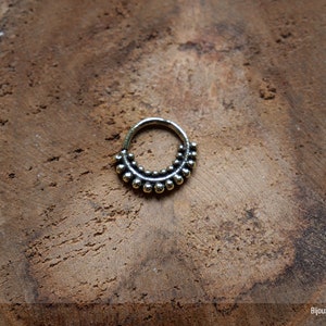 1 Tribal Brass Septum Ring Nose Piercing Lobe Helix Tragus Ethnic Circle Piercing Hippie Ring Mandala Tribal Design