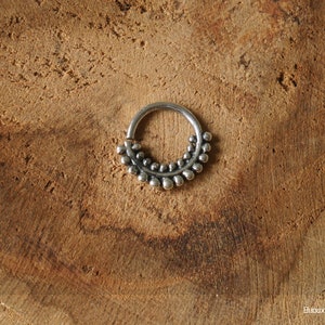 1 925 Silver Septum Ring Tribal Nose Piercing Lobe Helix Tragus Ethnic Circle Piercing Hippie Ring Mandala Tribal Design