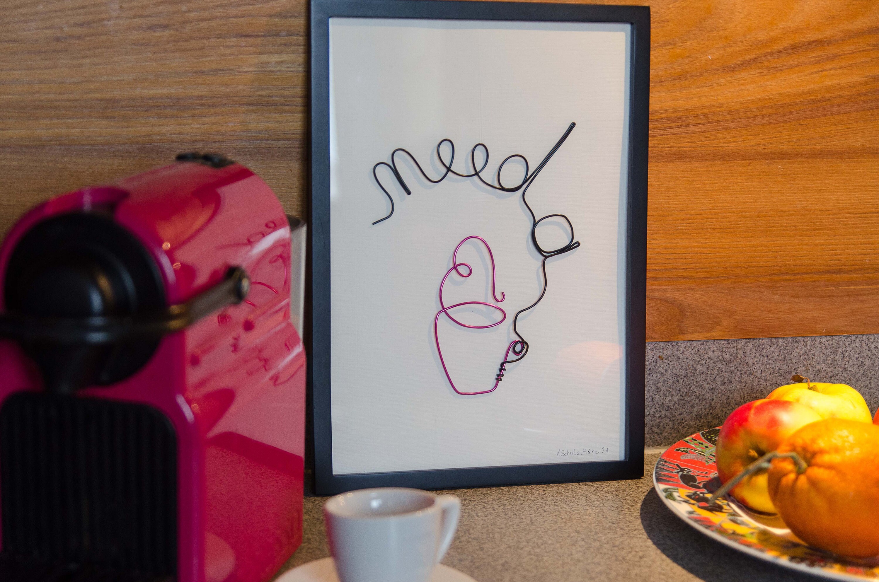 Need A Coffee/Tableau Mural Café Fil de Fer Noir Déco 3 D