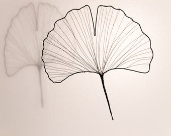 Ginkgo Wire leafe sculpture, three-dimensional sculpture, gingko biloba leaves