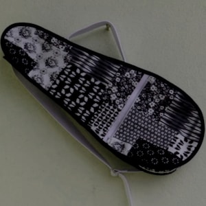 quilted cotton soprano ukulele cover with pocket, faux patchwork patterns