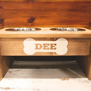 Wood Dog Bowl Stand for Medium Dogs, Elevated Dog Feeder, Raised Dog Bowl, Personalized Dog Feeding Station, Custom Pet Accessories