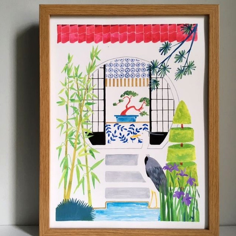 Japanese Garden Art Print Garden Wall Art Zen Garden Etsy