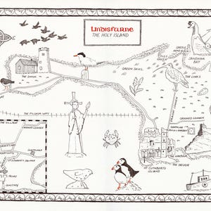 Impression d'art dessinée à la main de Lindisfarne - Holy Island - décoration d'intérieur - illustration d'art mural - affiche A3 - nouveau cadeau pour la maison - Northumberland