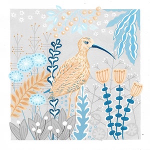 Curlew art print - British bird art print -moorland bird print - Yorkshire bird art print - Eurasian curlew print - Curlew illustration
