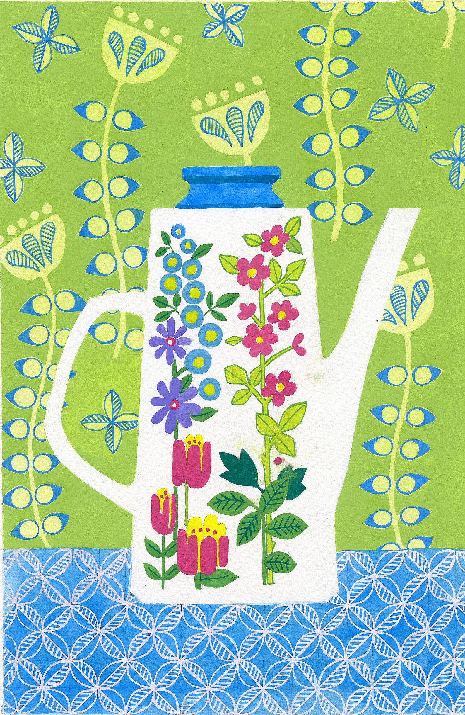 Meakin Coffee Pot Art Print A4 Giclee Art Print Garden Party Coffee Pot