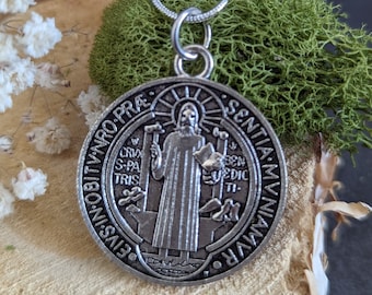 Protection amulet pendant, Saint Benedict, protection, exorcism, spirits, God