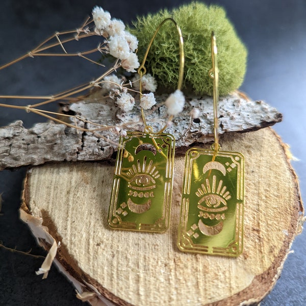 Boucles d'oreilles dorées  gothique tarot oracle