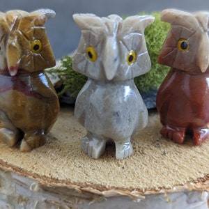 Owl stone andes pyrophylllite animal totem crystal decoration altar lucky charm