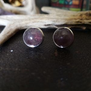 Amethyst chip earrings real stone lithotherapy image 1