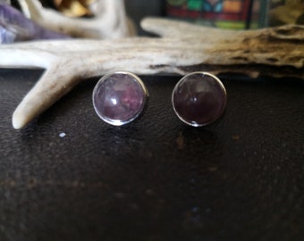 Amethyst chip earrings real stone lithotherapy