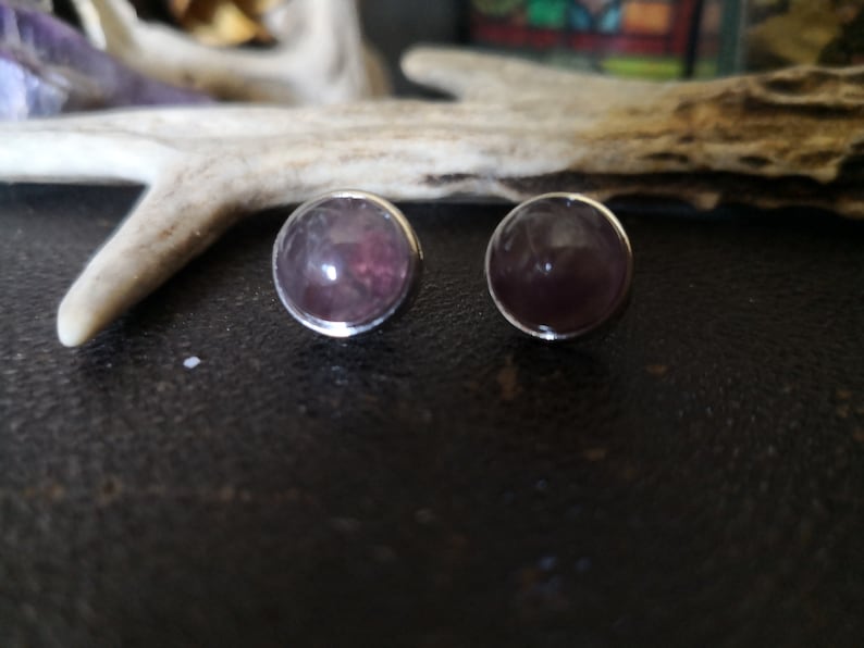 Amethyst chip earrings real stone lithotherapy image 1